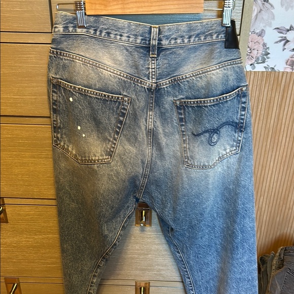 R13 crossover crop Blue Acid Wash Jeans - Picture 2 of 5